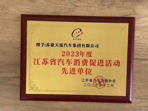 2023年度江蘇省汽車消費(fèi)促進(jìn)活動(dòng)先進(jìn)單位-蘇豪天泓集團(tuán)